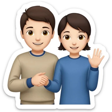 brunette boy holding Asian girl’s hand sticker