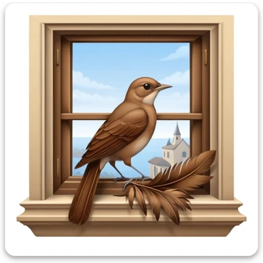 nightingale on open window sill sticker