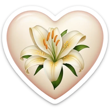 Heart with lily inside of ecru sticker