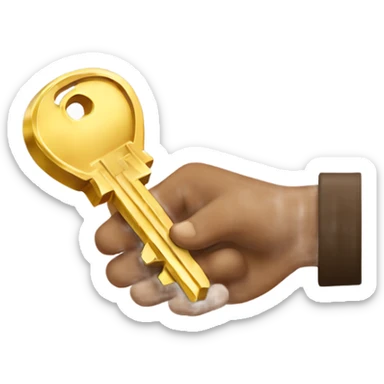 a light brown hand gives someone a gold keys sticker