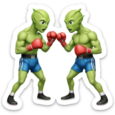 two aliens boxing
 sticker