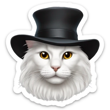 White Maine Coon in black hat sticker