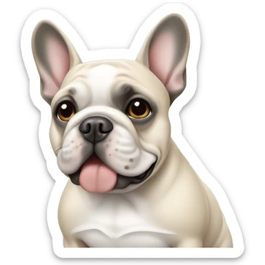 Light beige, gray, and white French bulldog  sticker