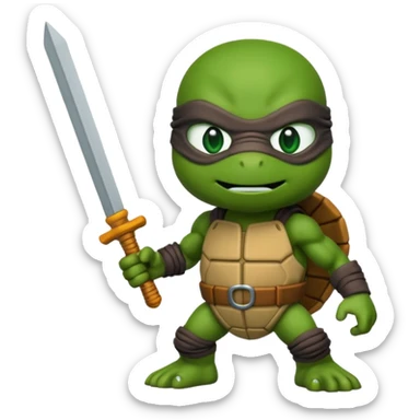 Michelangelo from Teenage Mutant Ninja Turtles, emoji style, head only, cute minimalistic style, with a nunchuck sticker