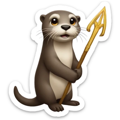 Otter holding trident sticker