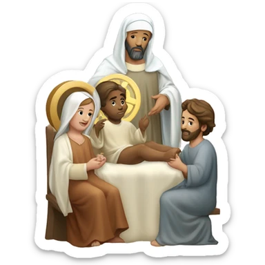 Sainte Marie, Saint Joseph et bébé Jésus à la crèche  sticker