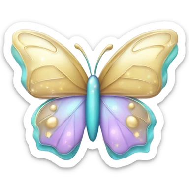 Magic lilac, golden, turquoise pastel colors style, with little shiny sparkles baby butterfly sticker