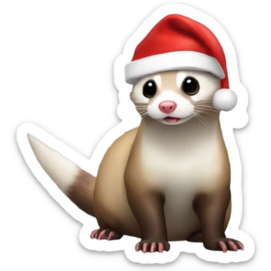 Ferret in a Santa hat sticker