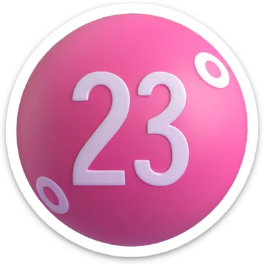 pink billiard ball with the number 23 inside a white circle sticker