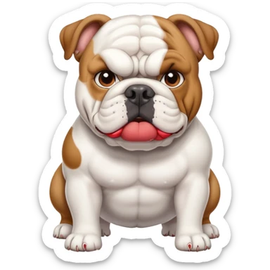 White English Bulldog baseball bat in mouth sticker