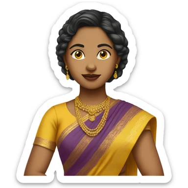 Light skin tamil girl wearing yellow saree sticker