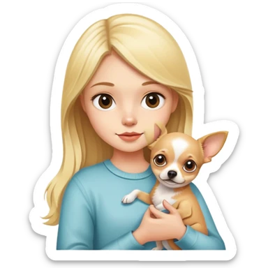 Blond girl with a chihuahua in her arms. sticker