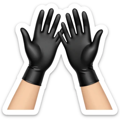 shiny black latex gloves on male hands sticker