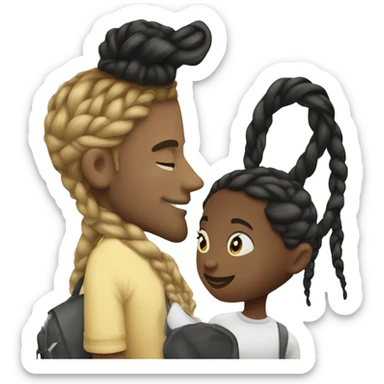 Blond guy kissing black girl with braids sticker