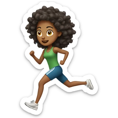 Ethiopian woman running with curly hair sticker