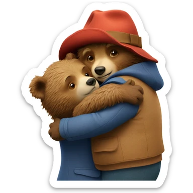 Paddington hugs another bear sticker