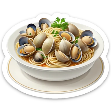 Spaghetti alle vongole in a porcelain plate sticker