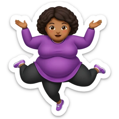 Black obesity lady jumping  sticker