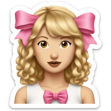 Taylor swift with a pink bow on her head sticker