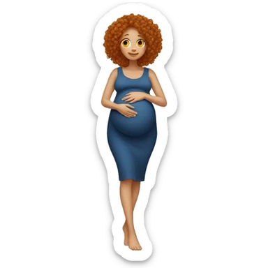 pregnant woman with ginger curly hair sticker