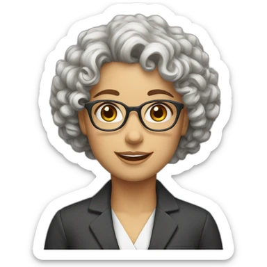 teacher-girl-curly hair-white face-happy sticker