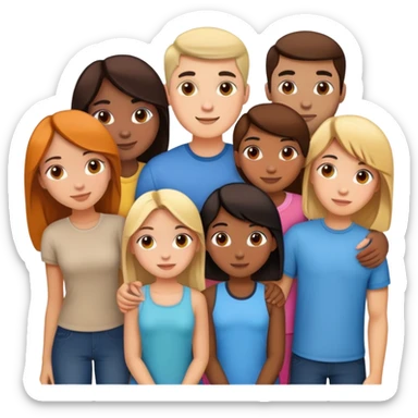 Group of 6 friends, 3 guys and 3 girls sticker