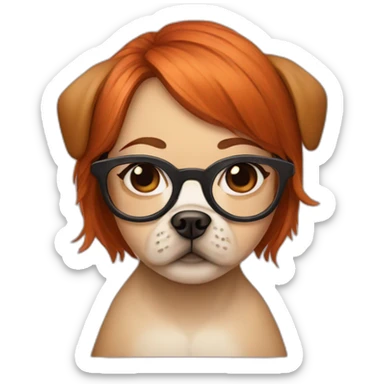 Red-haired girl with glasses and a pug sticker