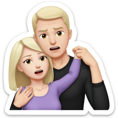 Un homme possessif qui essaye d’attraper le cou de sa femme sticker