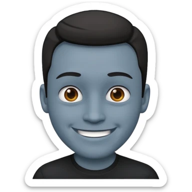 blue grey skin man, wear black shirt sticker