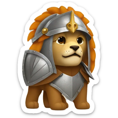 Un león mezclado con un fénix y armadura medieval sticker