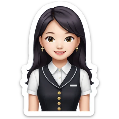 Jennie Kim from Blackpink, medium shot, wearing a stylish office dress sticker