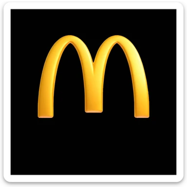 McDonald's logo, 3D effect, shiny gold arches, realistic lighting sticker