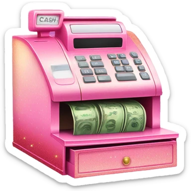 Pink ombré cash register with glitter  sticker