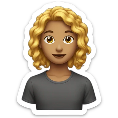 Adolescente cheveux noir ondulés métissée sticker