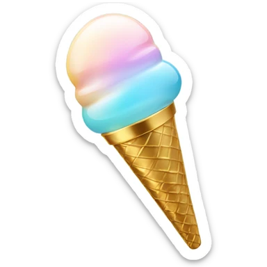 opal Crystal ice cream scoop on gold cone sticker