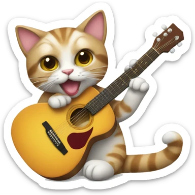 cheerleader cat playing acoustic guitar sticker