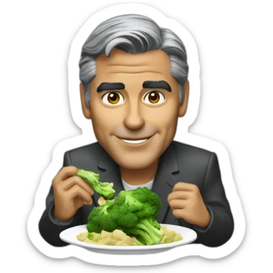 george clooney eating chicken and broccoli sticker