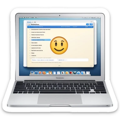 online booking system on MacBook screen next to old-style paper notebook with pen sticker