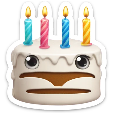 birthday cake with candles and eyes sticker