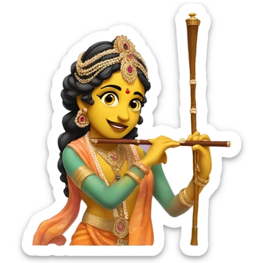 Radha krishna with flute sticker