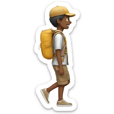 young tourists walking lateral view sticker