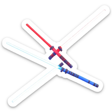 two lightsabers, one blue and one red, clashing with sparks sticker