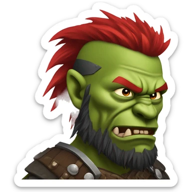 Berserker orc with red beard & red mohican sticker