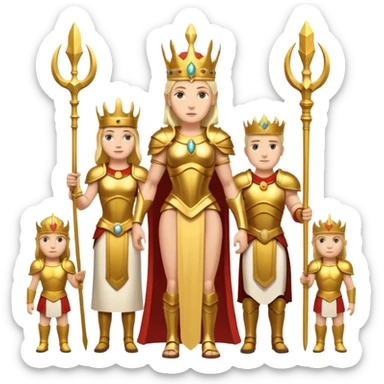 group of white trojans being led by a woman queen sticker