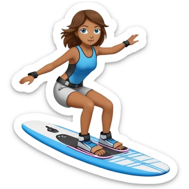 Mädchen braune Haare blaue Augen fährt Wakeboard  sticker