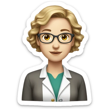 femail young biology professor with light brown hair and white skin  sticker
