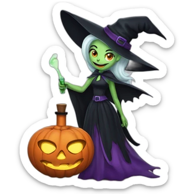Hallowen witch with poison bottle sticker