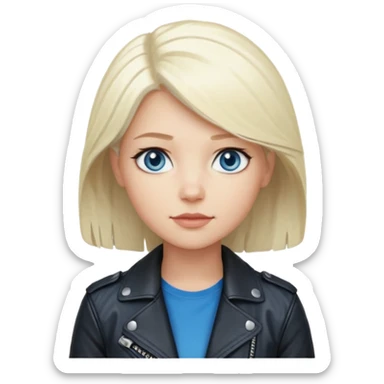 Emily Armstrong with platinum blonde hair, blue eyes sticker