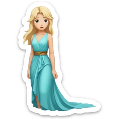 Blonde hair white girl in the mountains with a waterfall sticker