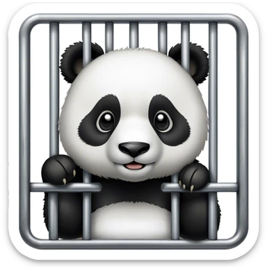 panda inside a cage behind bars sticker